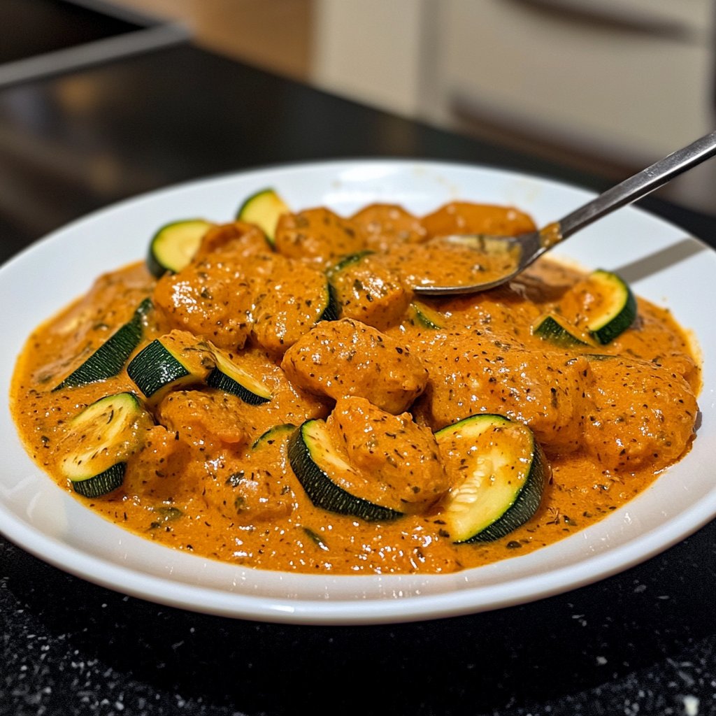 Cremige Kürbissuppe mit Zucchini